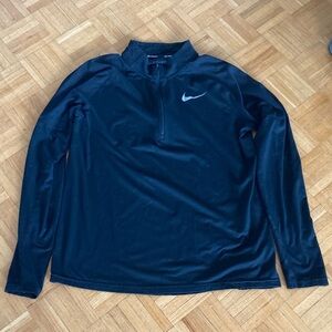 Nike Black Long-Sleeve Quarter Zip Pullover with White Swoosh